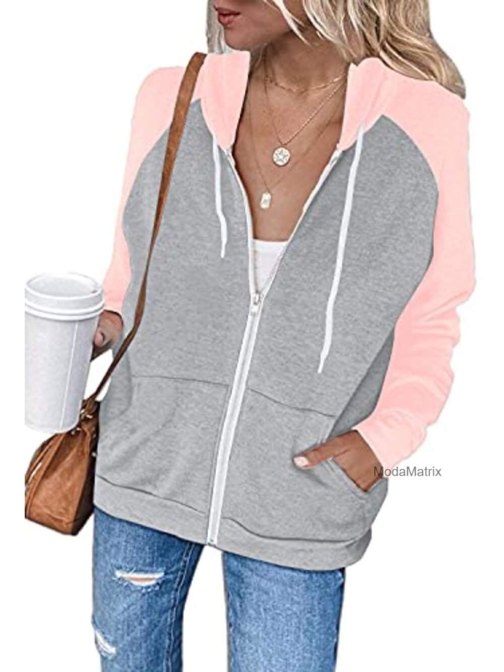 Women's Zip Up Hoodie Sweatshirt Casual Long Sleeve Jacket with Pockets